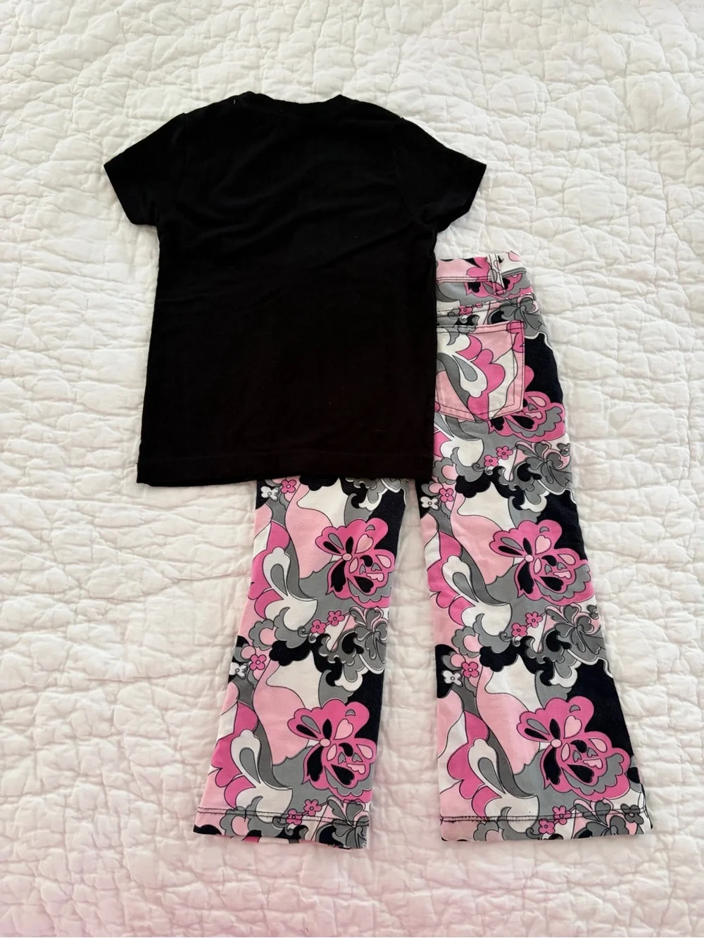 Flowers by Zoe Black Tee with Pink & Gray Floral Pajama Pants